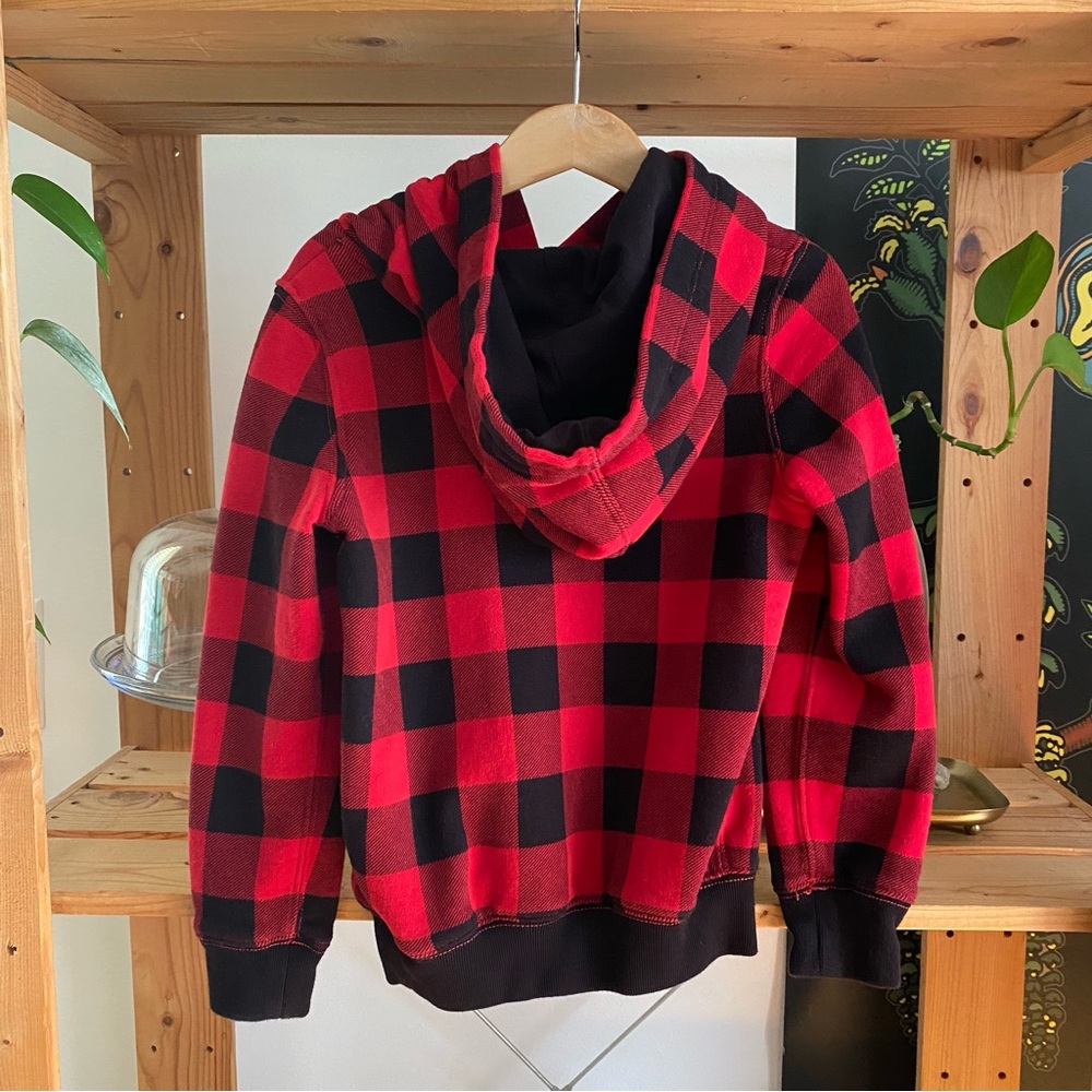 Polo Ralph Lauren Polo Bear Fleece Red Black Check Hoodie Sweatshirt - Picture 4 of 11